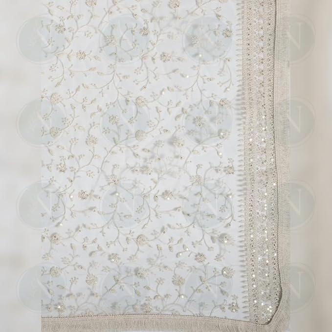 White Lucknowi Net Dupatta – Dyable & Ethnic