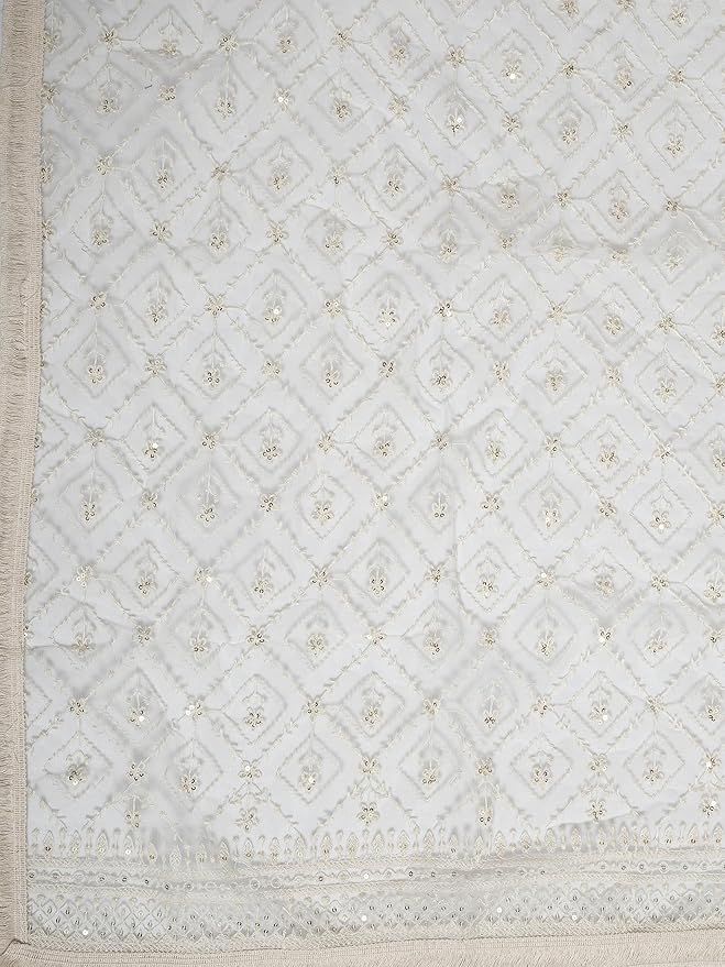 Premium Lucknowi Net Dupatta – Dyeable, Full-Length Ethnic Wrap for Women