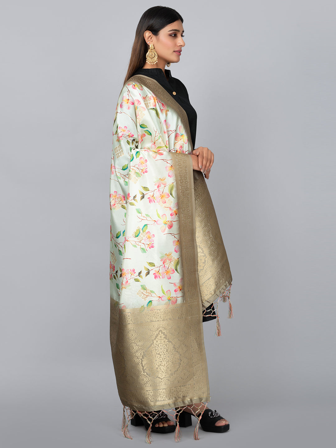 “Banarasi digital printed dupatta with rich patterns and gold zari detailing – perfect for festive and ethnic Indian wear by Negchaar”“Banarasi digital printed dupatta with rich patterns and gold zari detailing – perfect for festive and ethnic Indian wear by Negchaar”