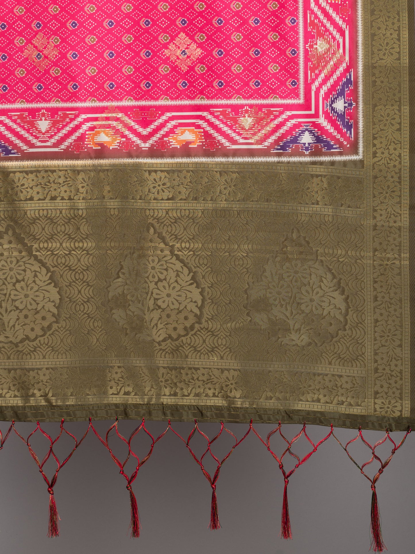 “Banarasi digital printed dupatta with rich patterns and gold zari detailing – perfect for festive and ethnic Indian wear by Negchaar”