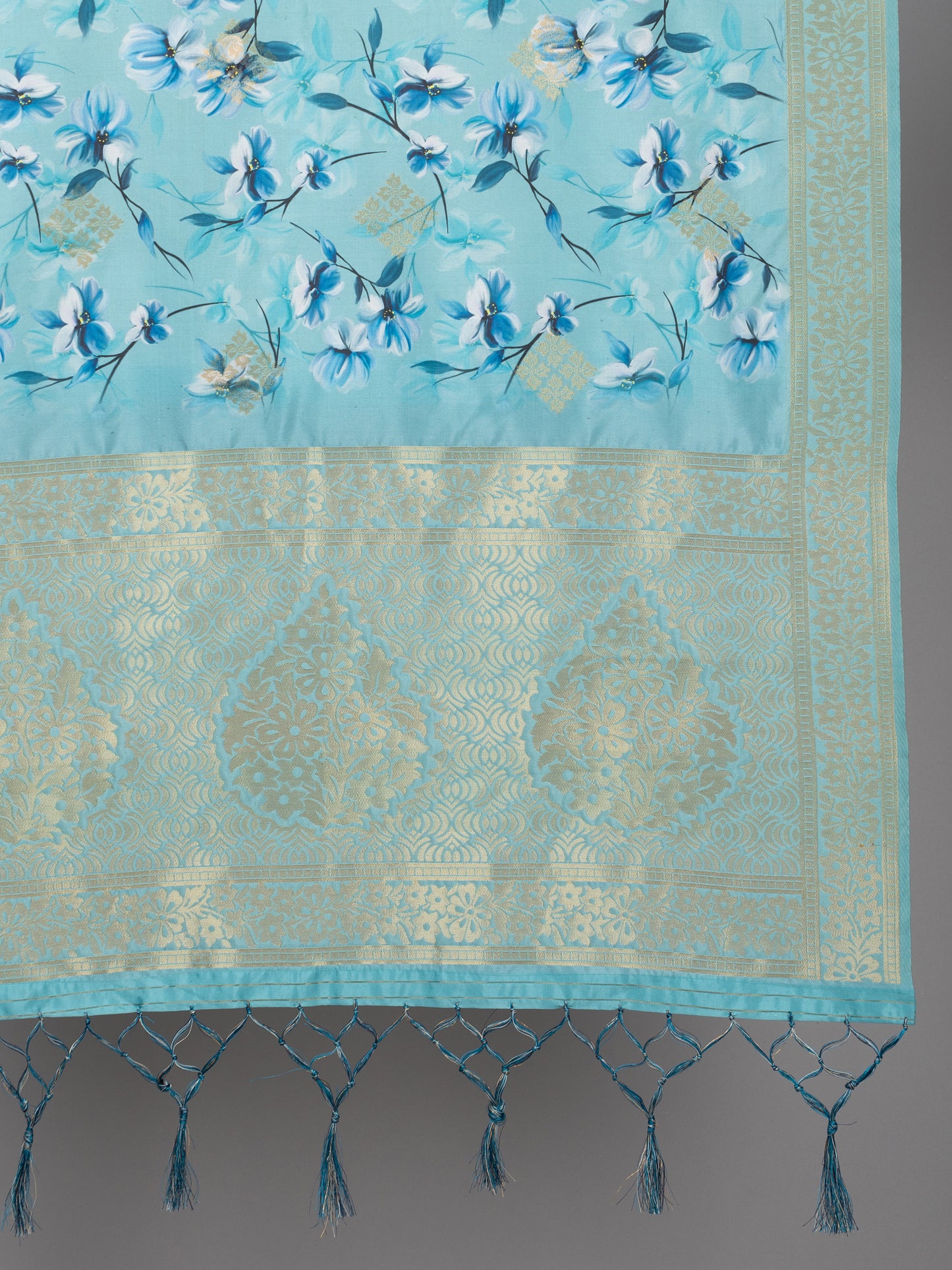 “Banarasi digital printed dupatta with rich patterns and gold zari detailing – perfect for festive and ethnic Indian wear by Negchaar”