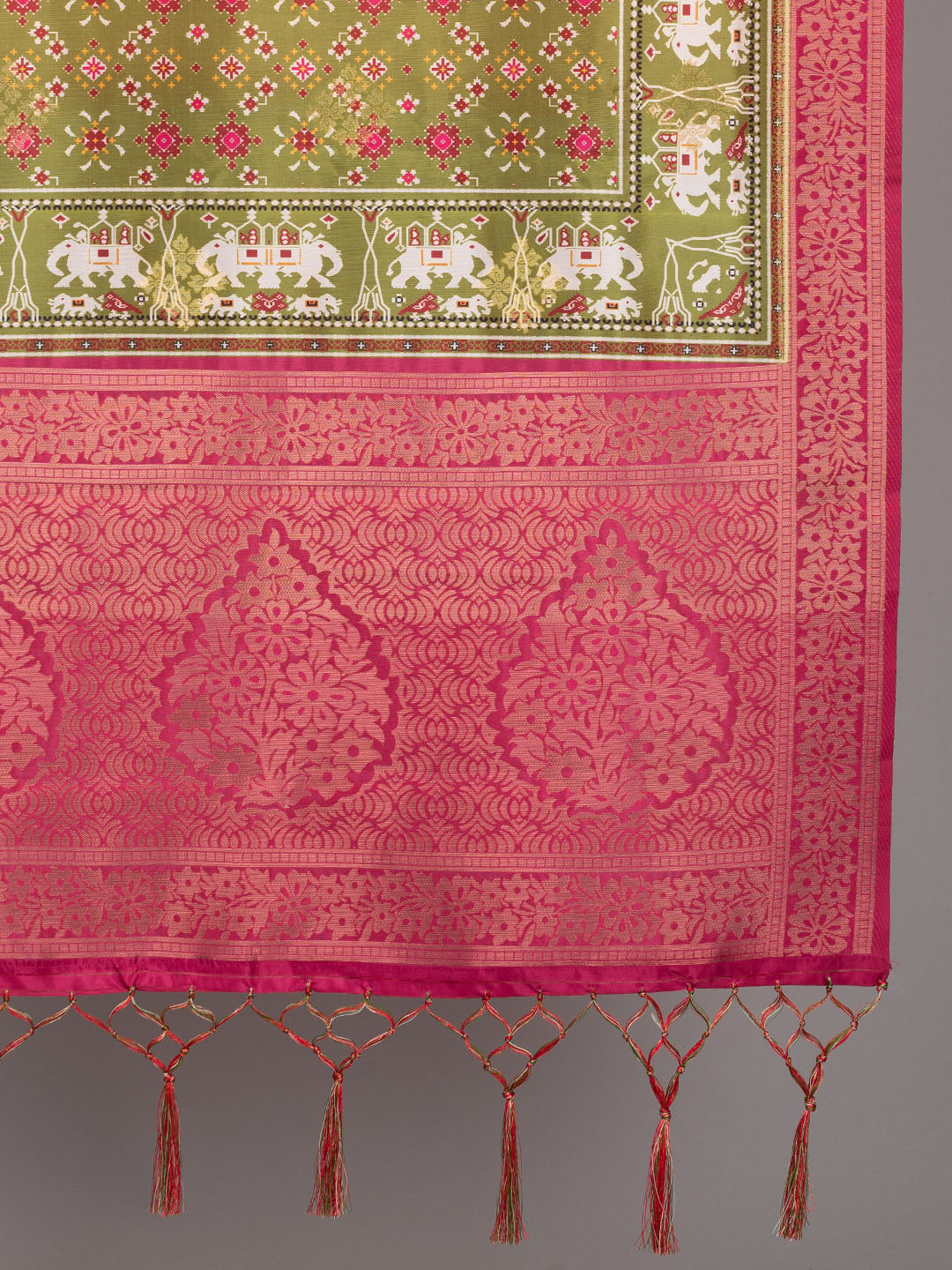 “Banarasi digital printed dupatta with rich patterns and gold zari detailing – perfect for festive and ethnic Indian wear by Negchaar”