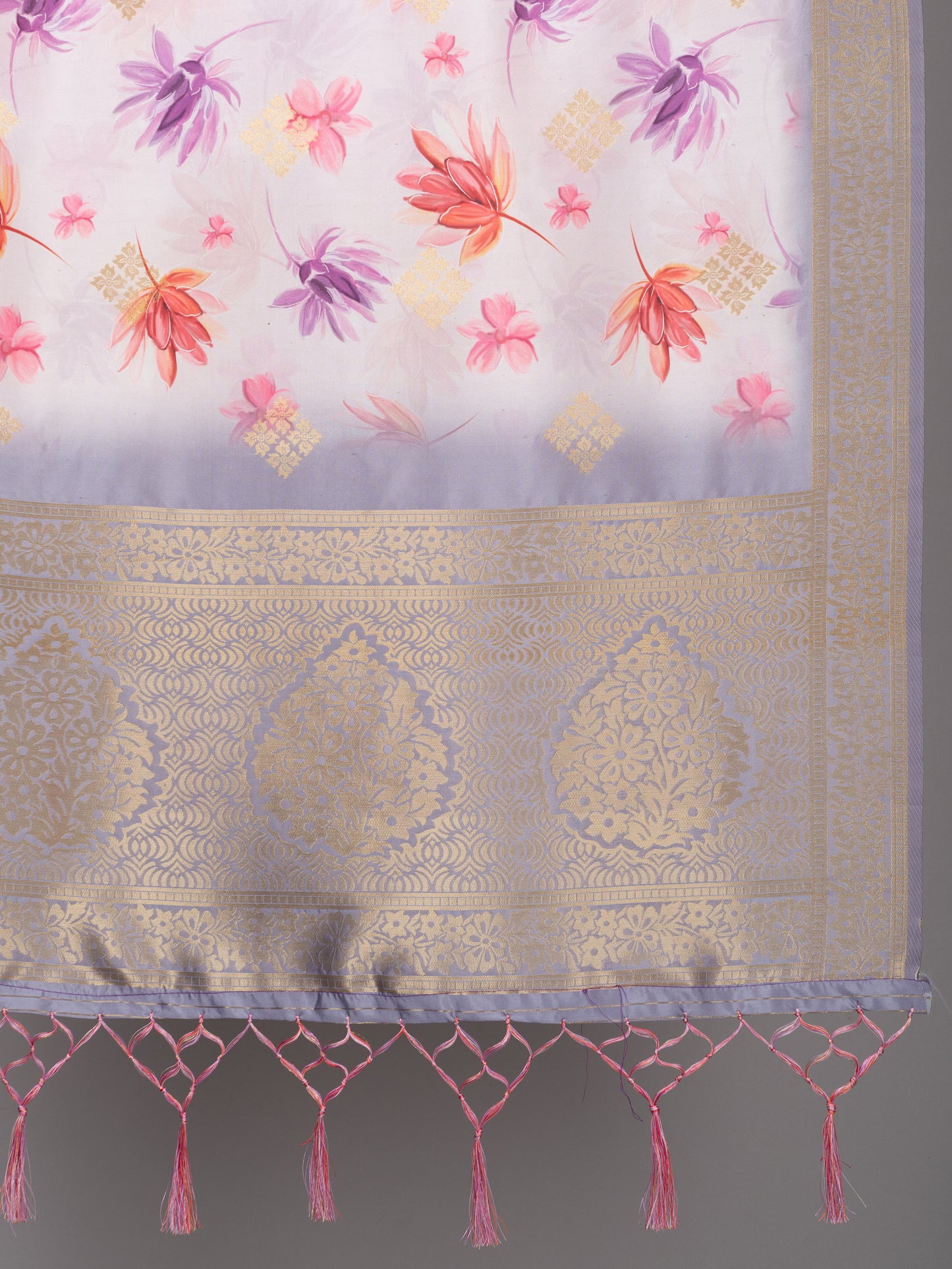 “Banarasi digital printed dupatta with rich patterns and gold zari detailing – perfect for festive and ethnic Indian wear by Negchaar”