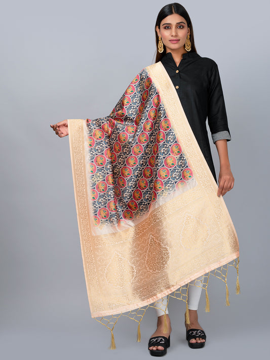 “Banarasi digital printed dupatta with rich patterns and gold zari detailing – perfect for festive and ethnic Indian wear by Negchaar”