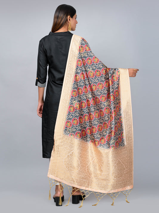 “Banarasi digital printed dupatta with rich patterns and gold zari detailing – perfect for festive and ethnic Indian wear by Negchaar”