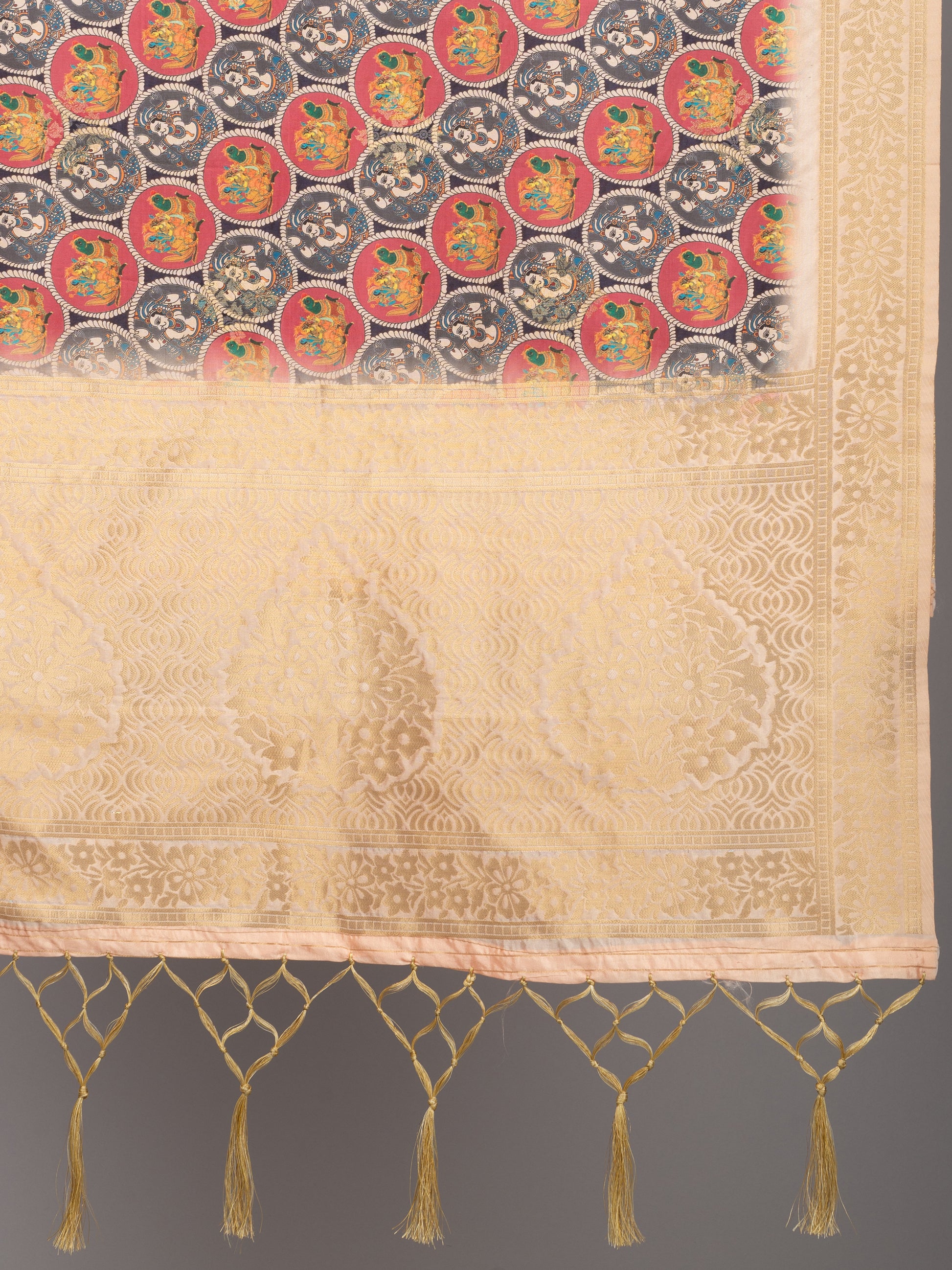“Banarasi digital printed dupatta with rich patterns and gold zari detailing – perfect for festive and ethnic Indian wear by Negchaar”