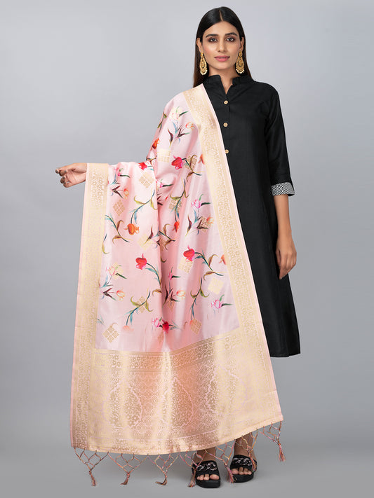 “Banarasi digital printed dupatta with rich patterns and gold zari detailing – perfect for festive and ethnic Indian wear by Negchaar”