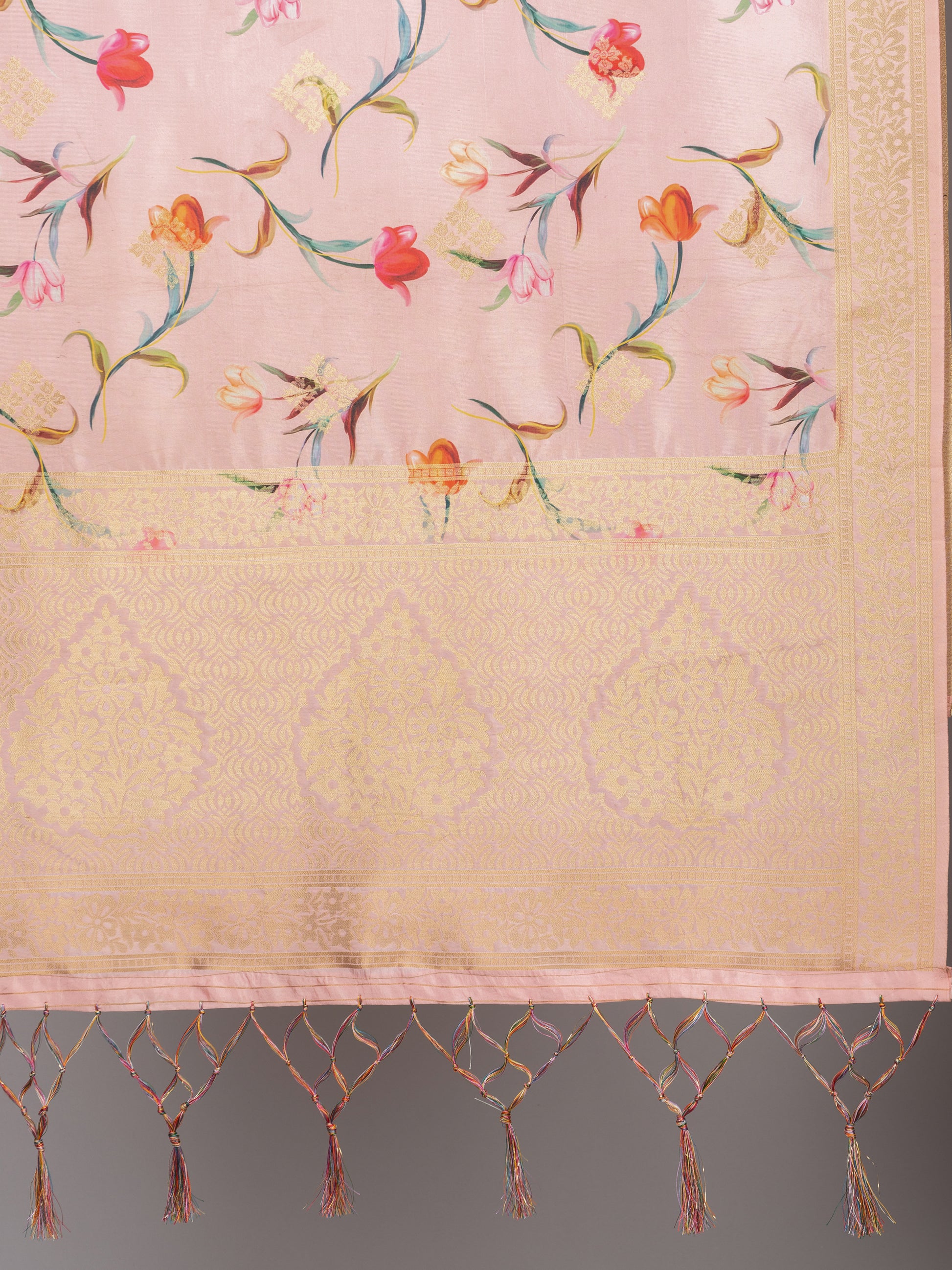 “Banarasi digital printed dupatta with rich patterns and gold zari detailing – perfect for festive and ethnic Indian wear by Negchaar”
