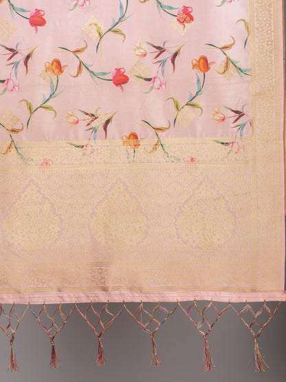 “Banarasi digital printed dupatta with rich patterns and gold zari detailing – perfect for festive and ethnic Indian wear by Negchaar”