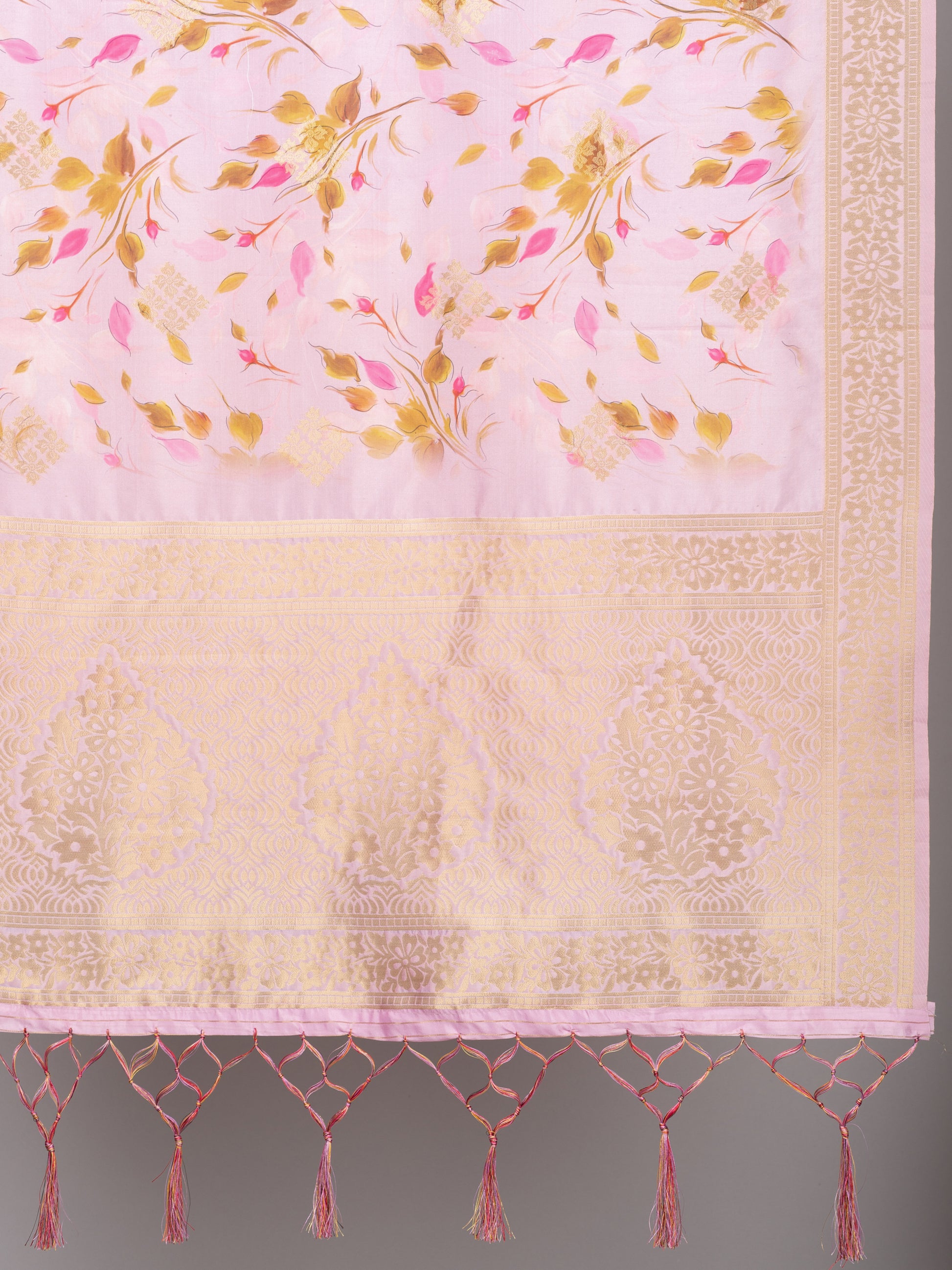 “Banarasi digital printed dupatta with rich patterns and gold zari detailing – perfect for festive and ethnic Indian wear by Negchaar”