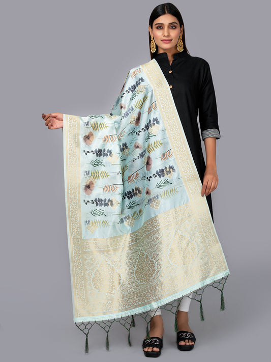 “Banarasi digital printed dupatta with rich patterns and gold zari detailing – perfect for festive and ethnic Indian wear by Negchaar”