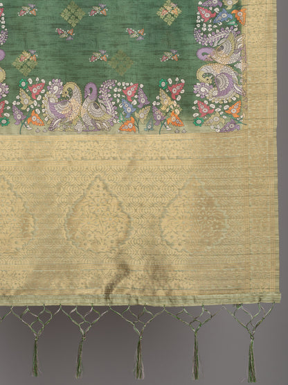“Banarasi digital printed dupatta with rich patterns and gold zari detailing – perfect for festive and ethnic Indian wear by Negchaar”