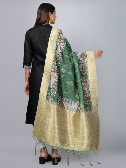 “Banarasi digital printed dupatta with rich patterns and gold zari detailing – perfect for festive and ethnic Indian wear by Negchaar”