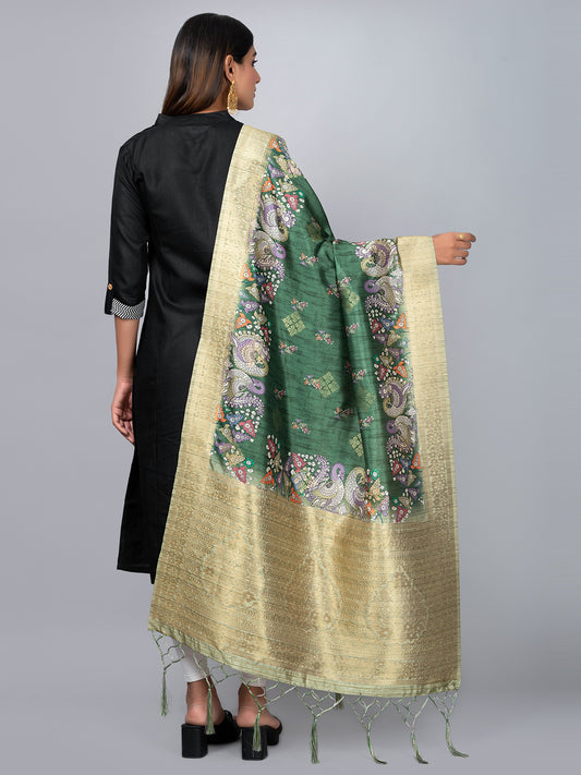 “Banarasi digital printed dupatta with rich patterns and gold zari detailing – perfect for festive and ethnic Indian wear by Negchaar”