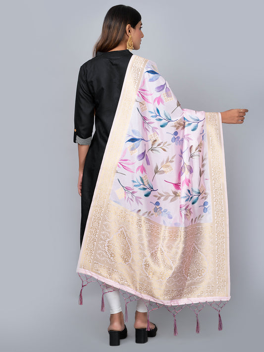 “Banarasi digital printed dupatta with rich patterns and gold zari detailing – perfect for festive and ethnic Indian wear by Negchaar”