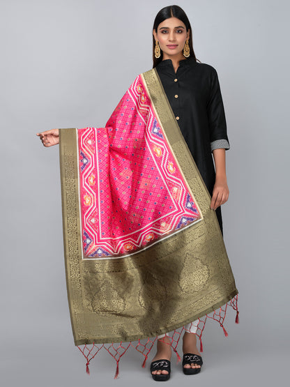 “Banarasi digital printed dupatta with rich patterns and gold zari detailing – perfect for festive and ethnic Indian wear by Negchaar”