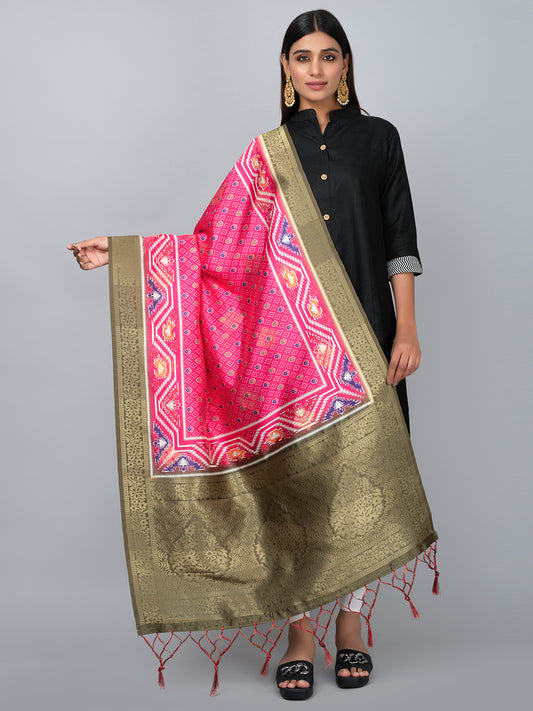 “Banarasi digital printed dupatta with rich patterns and gold zari detailing – perfect for festive and ethnic Indian wear by Negchaar”
