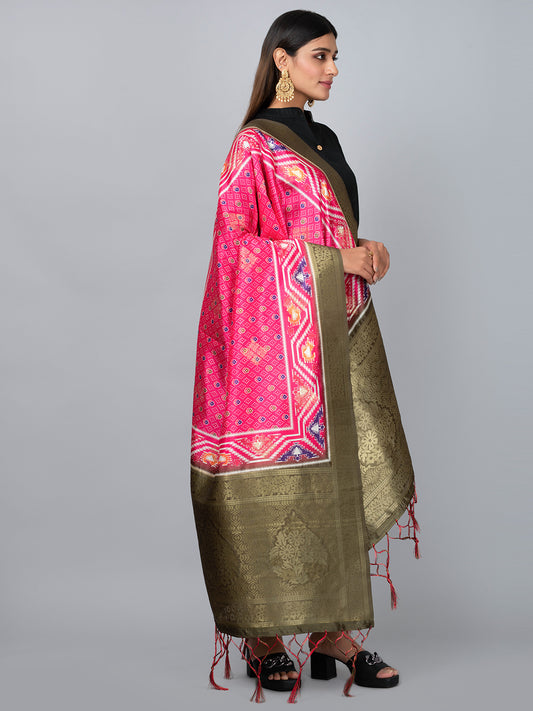 “Banarasi digital printed dupatta with rich patterns and gold zari detailing – perfect for festive and ethnic Indian wear by Negchaar”