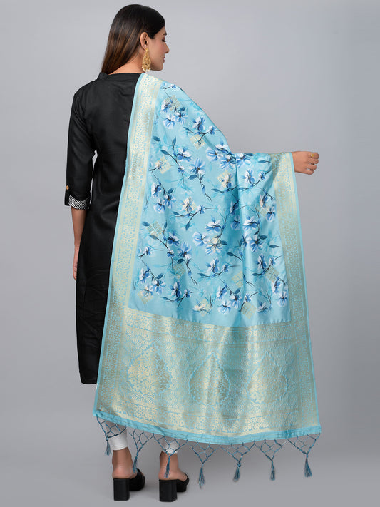 “Banarasi digital printed dupatta with rich patterns and gold zari detailing – perfect for festive and ethnic Indian wear by Negchaar”