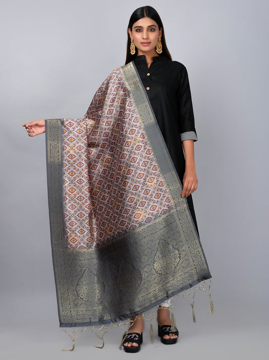 “Banarasi digital printed dupatta with rich patterns and gold zari detailing – perfect for festive and ethnic Indian wear by Negchaar”