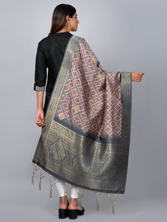 “Banarasi digital printed dupatta with rich patterns and gold zari detailing – perfect for festive and ethnic Indian wear by Negchaar”