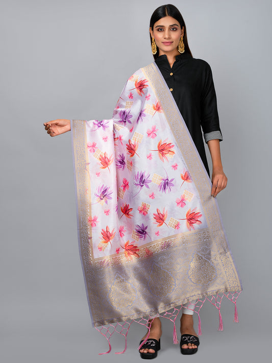 “Banarasi digital printed dupatta with rich patterns and gold zari detailing – perfect for festive and ethnic Indian wear by Negchaar”