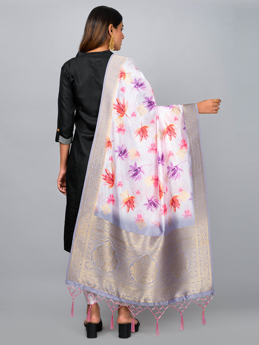 “Banarasi digital printed dupatta with rich patterns and gold zari detailing – perfect for festive and ethnic Indian wear by Negchaar”
