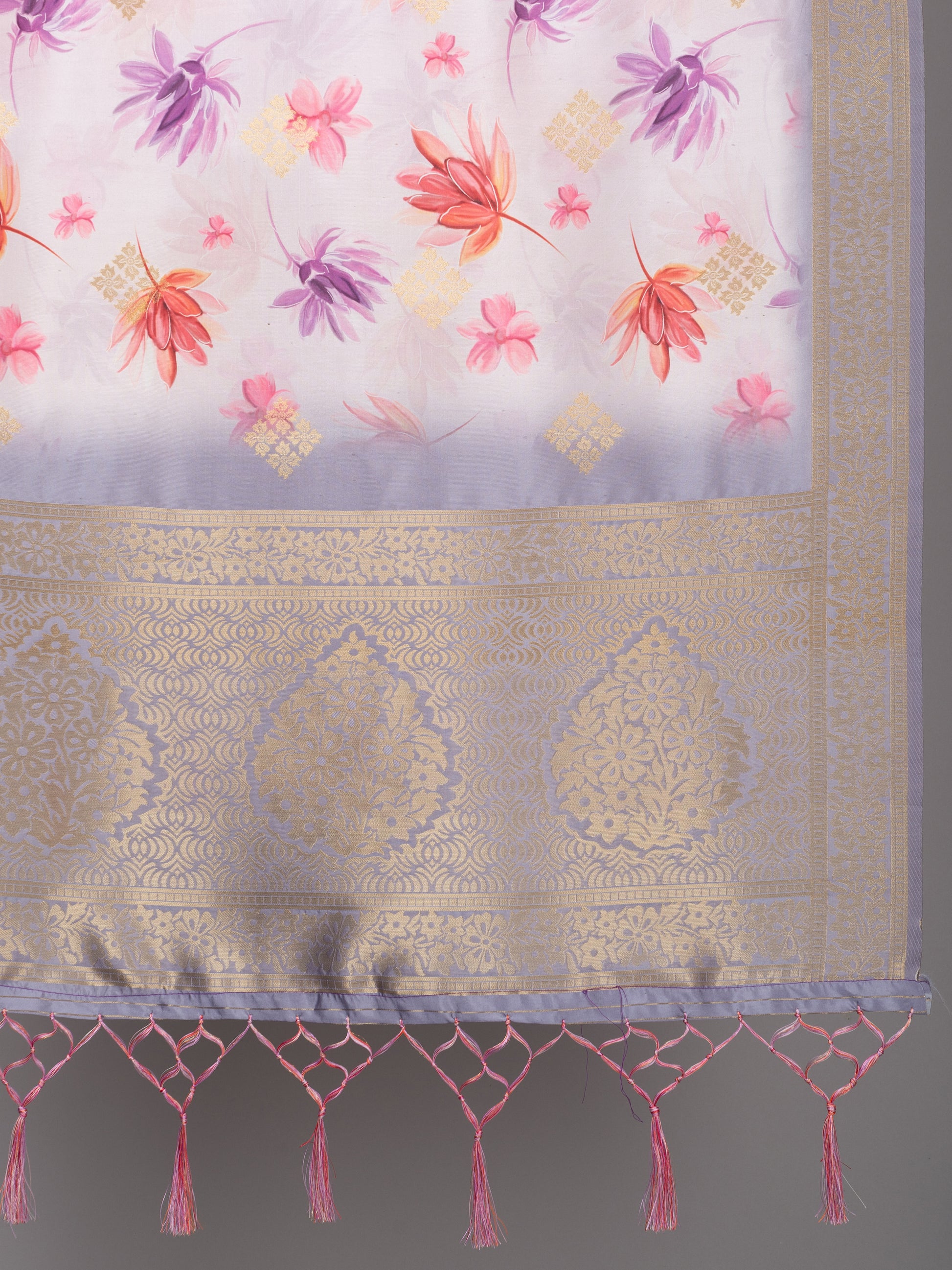 “Banarasi digital printed dupatta with rich patterns and gold zari detailing – perfect for festive and ethnic Indian wear by Negchaar”