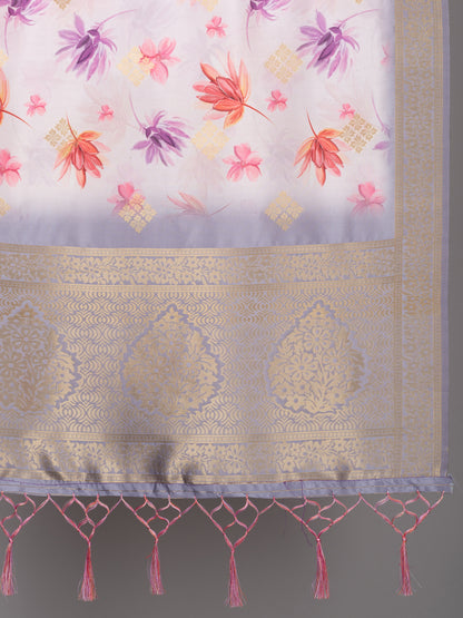 “Banarasi digital printed dupatta with rich patterns and gold zari detailing – perfect for festive and ethnic Indian wear by Negchaar”