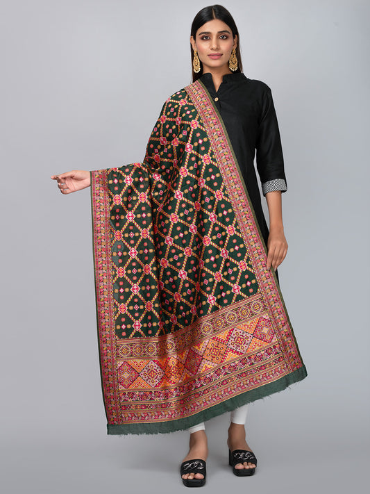 "Elegant Kashmiri jacquard dupatta with intricate traditional motifs, rich textures, and vibrant colors – ideal for festive and ethnic styling by Negchaar"