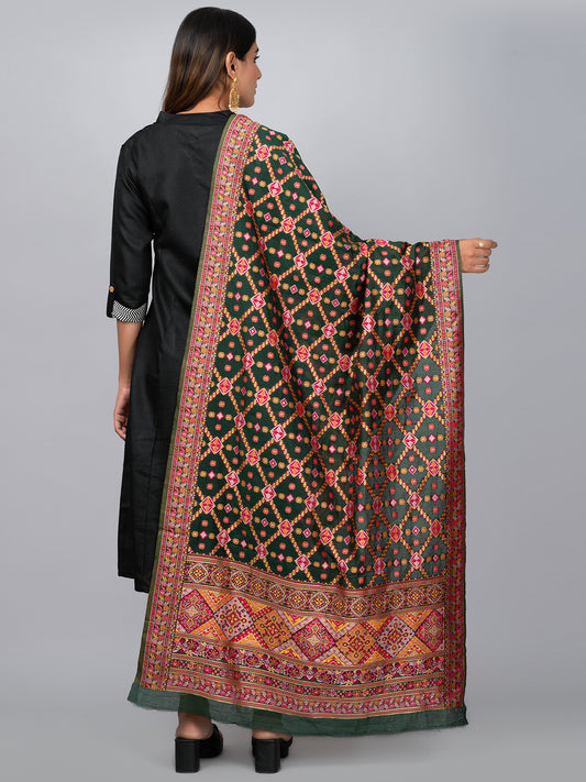 "Elegant Kashmiri jacquard dupatta with intricate traditional motifs, rich textures, and vibrant colors – ideal for festive and ethnic styling by Negchaar"