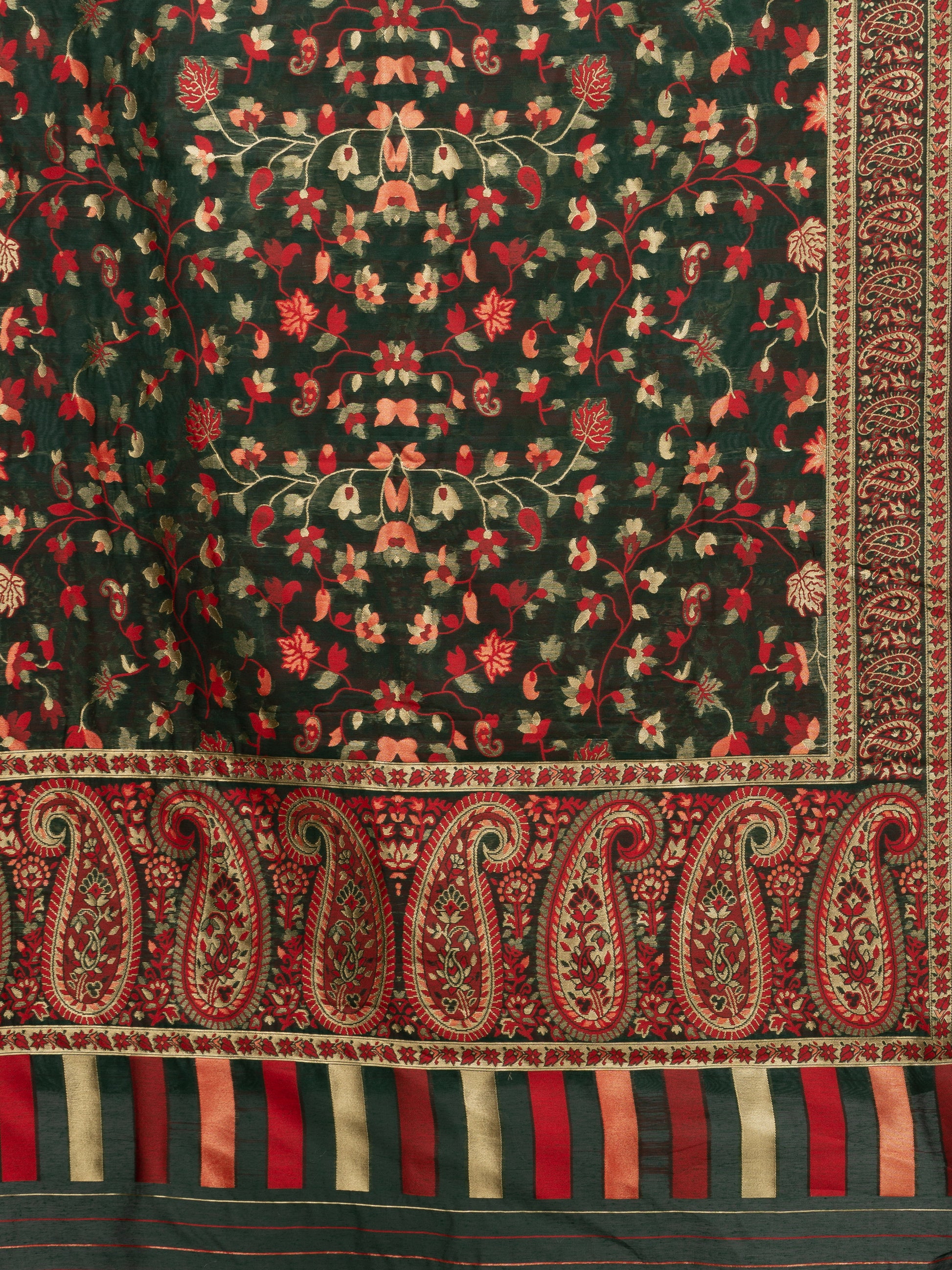 "Elegant Kashmiri jacquard dupatta with intricate traditional motifs, rich textures, and vibrant colors – ideal for festive and ethnic styling by Negchaar"