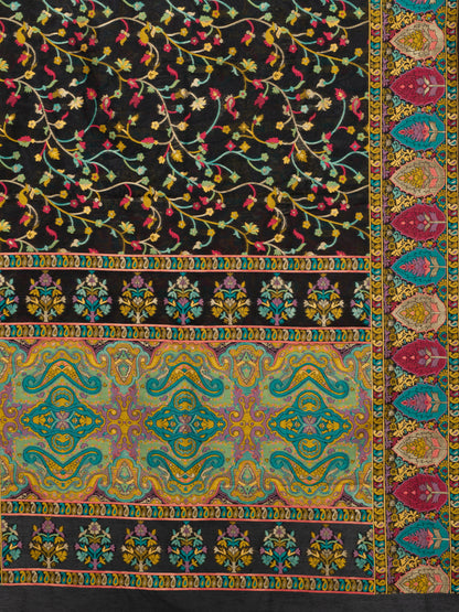 "Elegant Kashmiri jacquard dupatta with intricate traditional motifs, rich textures, and vibrant colors – ideal for festive and ethnic styling by Negchaar"