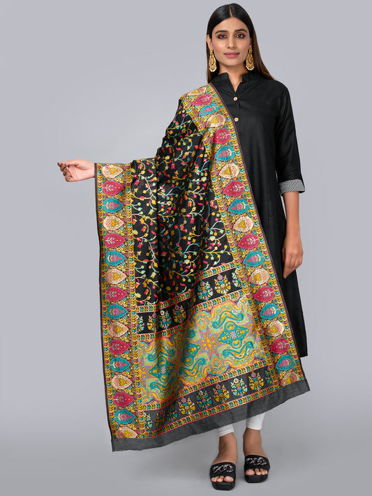 "Elegant Kashmiri jacquard dupatta with intricate traditional motifs, rich textures, and vibrant colors – ideal for festive and ethnic styling by Negchaar"