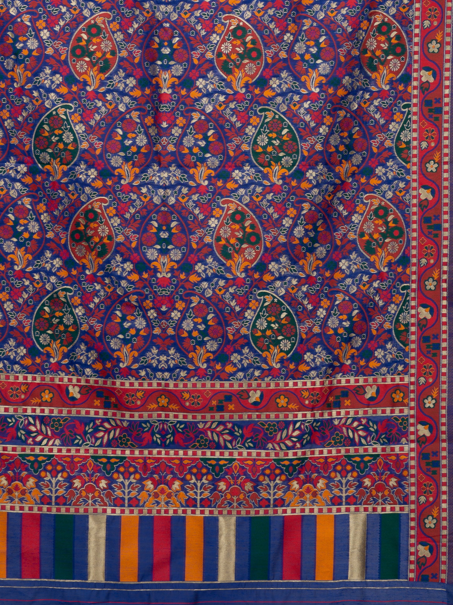 "Elegant Kashmiri jacquard dupatta with intricate traditional motifs, rich textures, and vibrant colors – ideal for festive and ethnic styling by Negchaar"