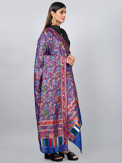 "Elegant Kashmiri jacquard dupatta with intricate traditional motifs, rich textures, and vibrant colors – ideal for festive and ethnic styling by Negchaar"