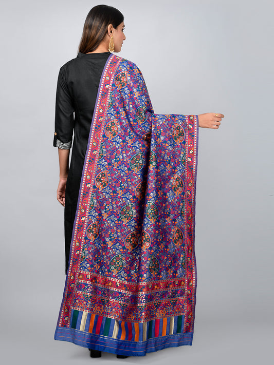 "Elegant Kashmiri jacquard dupatta with intricate traditional motifs, rich textures, and vibrant colors – ideal for festive and ethnic styling by Negchaar"